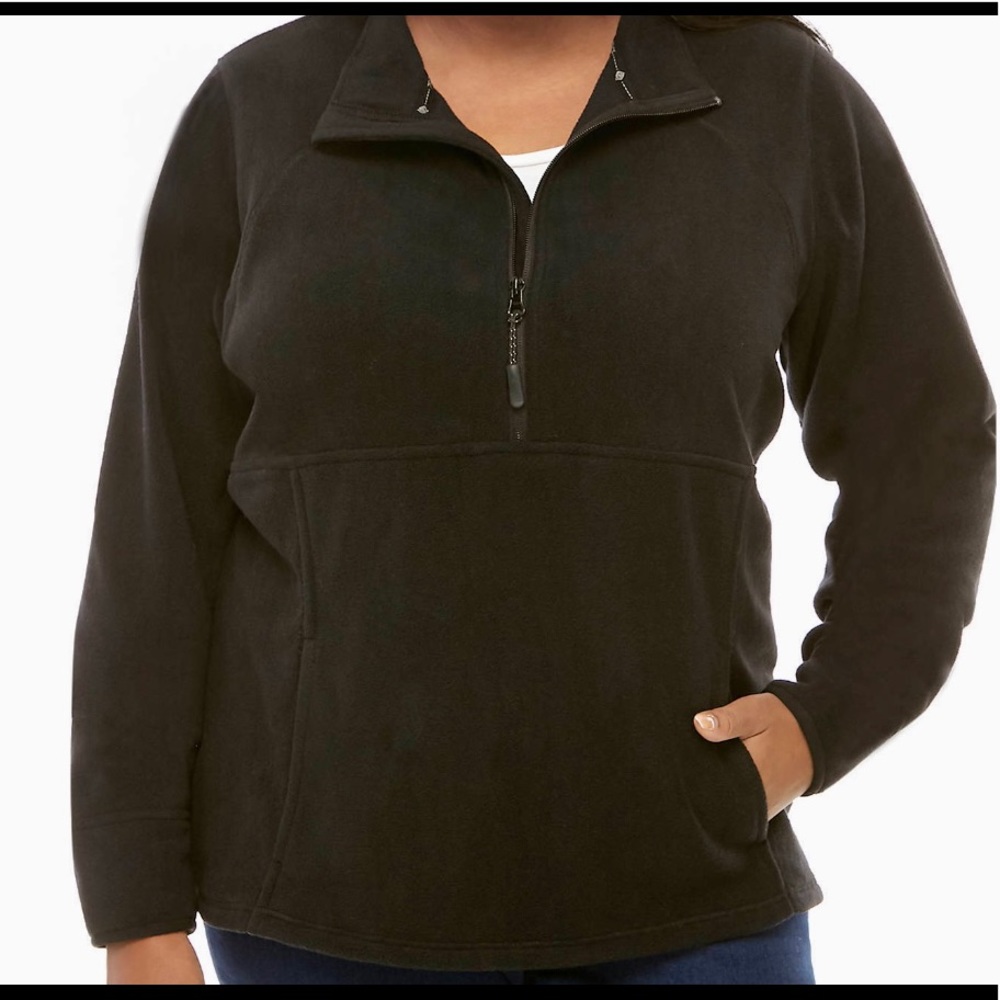 Women’s Plus Size 2X Black Core Quarter Zip Fleece